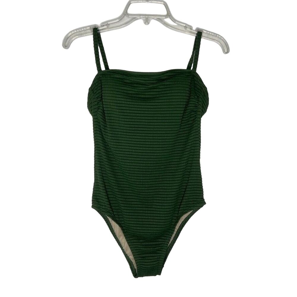 Kona Sol Women's Green Textured One-Piece Swimsuit Size M Sustainable Swimwear